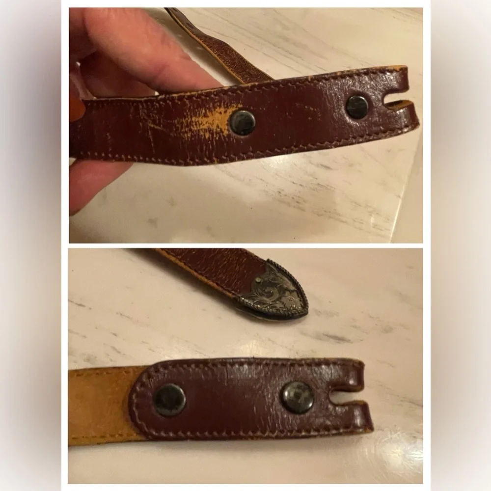 Dun Dee Brown Leather Belt w/Conchos and Montana Silver, Small Adult or Youth